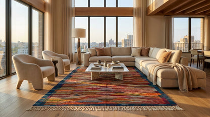 Moroccan Berber Wool Rug – Handwoven Reversible Taznakht Kilim, 251 x 162 cm / 8.2 x 5.3 ft