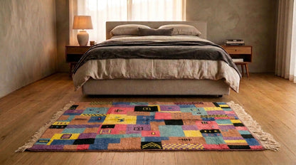 Moroccan Berber Wool Rug – Hand-Knotted Abstract, 203 x 152 cm / 6.7 x 5 ft