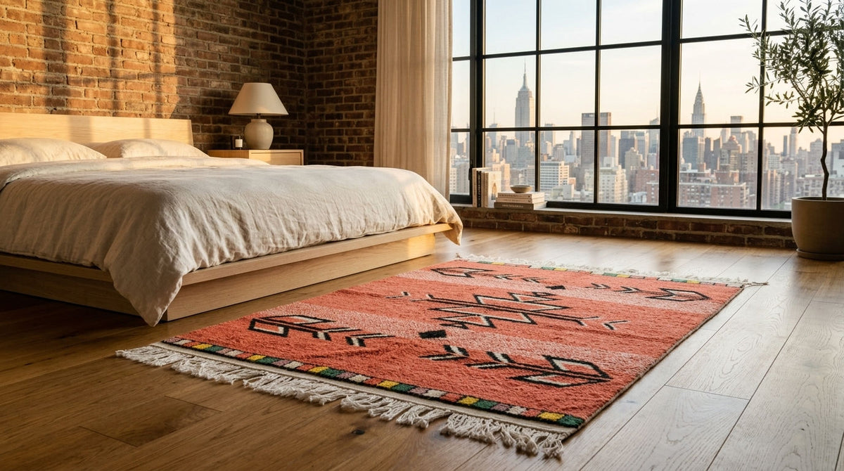 Moroccan Berber Wool Rug – Hand-Knotted Geometric, 208 x 153 cm / 6.8 x 5 ft