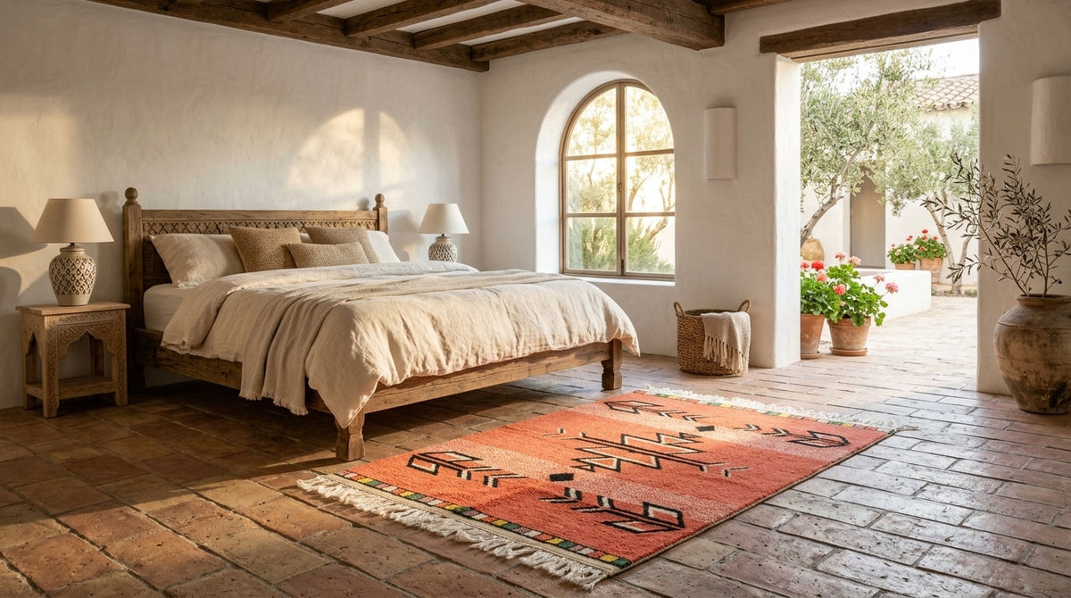 Moroccan Berber Wool Rug – Hand-Knotted Geometric, 208 x 153 cm / 6.8 x 5 ft
