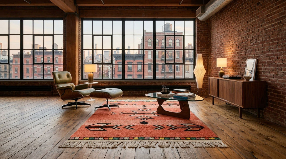 Moroccan Berber Wool Rug – Hand-Knotted Geometric, 208 x 153 cm / 6.8 x 5 ft