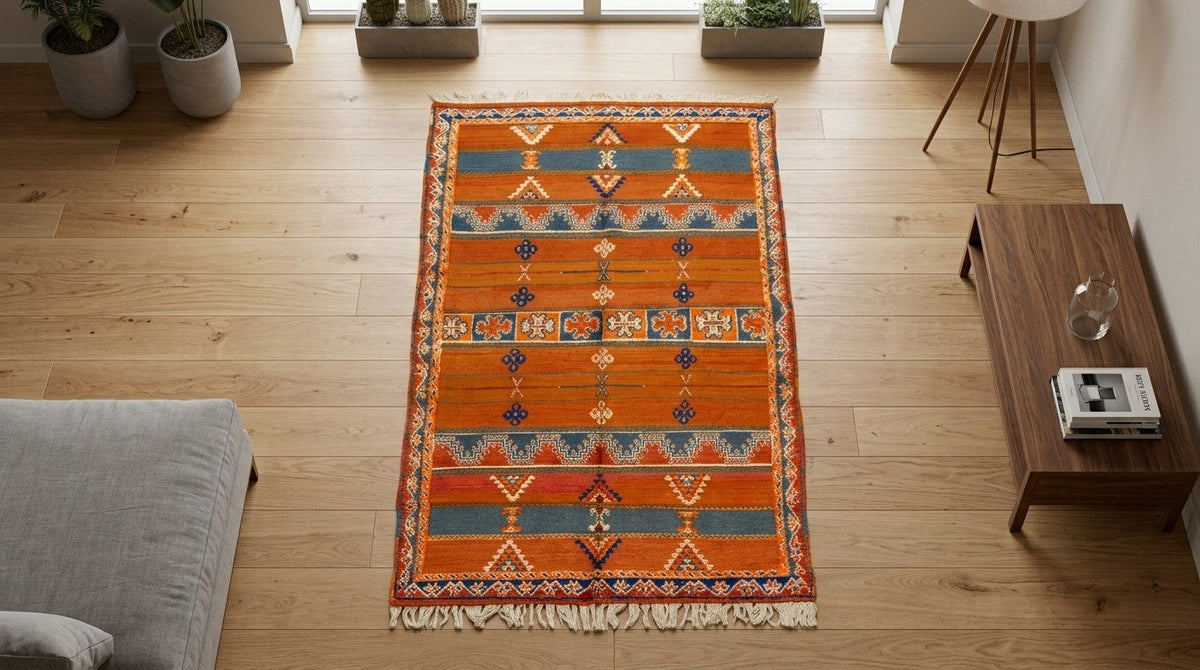 Moroccan Berber Wool Rug – Handwoven & Hand-Knotted Glaoui, 256 x 157 cm / 8.4 x 5.1 ft