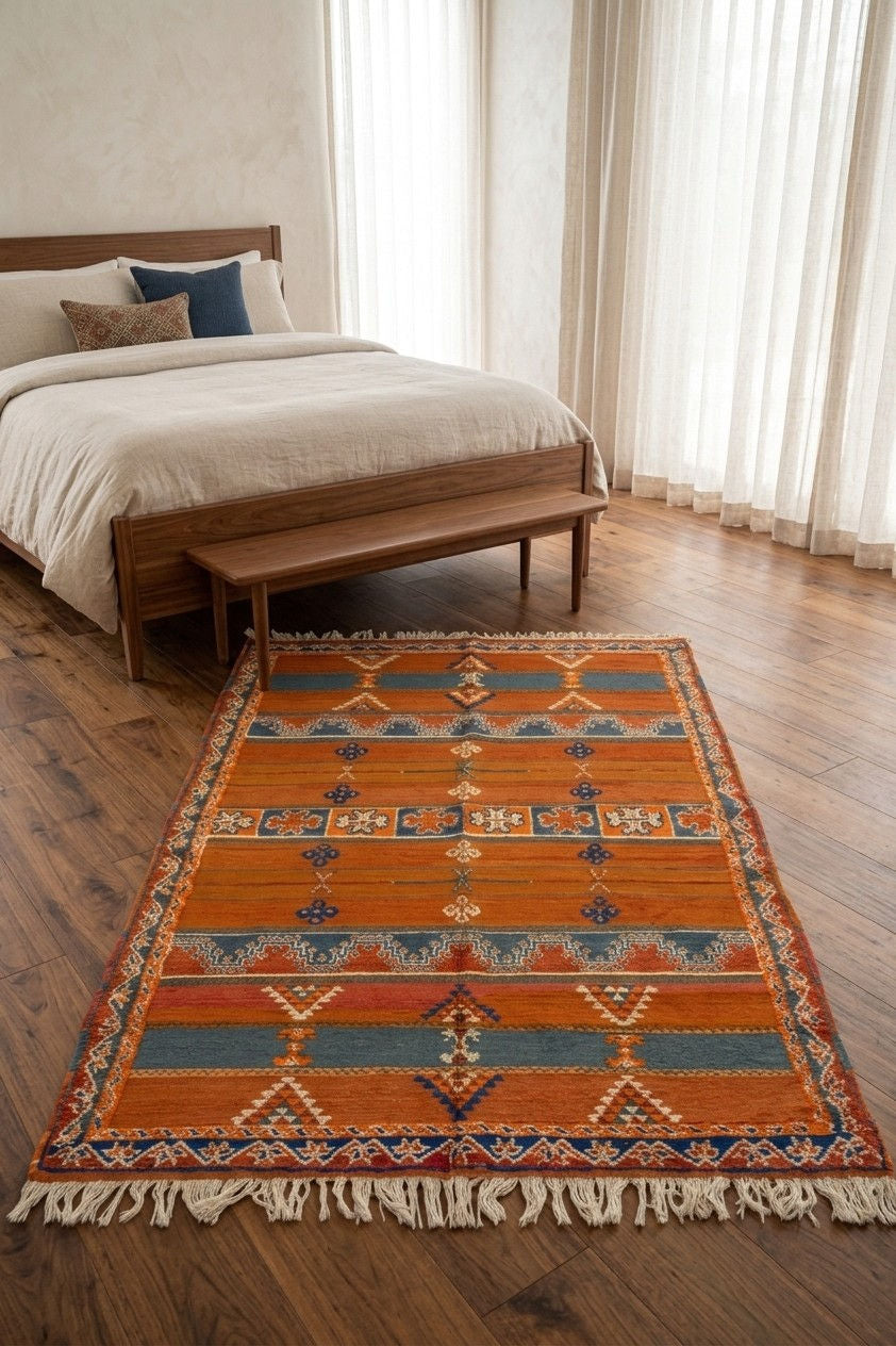 Moroccan Berber Wool Rug – Handwoven & Hand-Knotted Glaoui, 256 x 157 cm / 8.4 x 5.1 ft