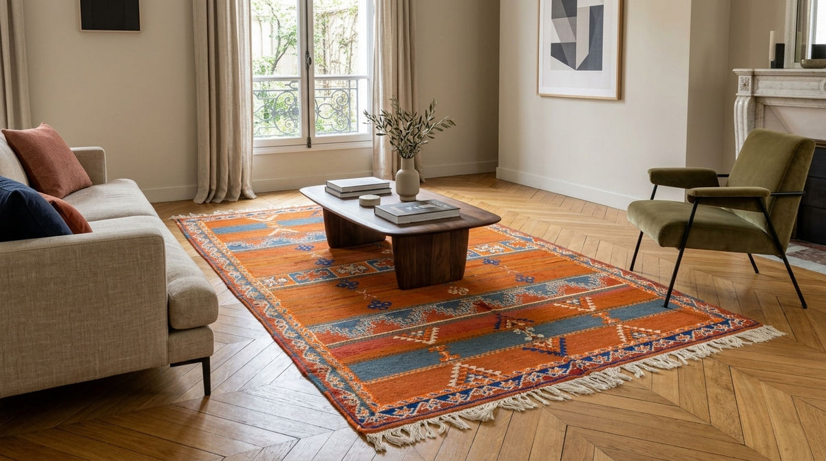 Moroccan Berber Wool Rug – Handwoven & Hand-Knotted Glaoui, 256 x 157 cm / 8.4 x 5.1 ft