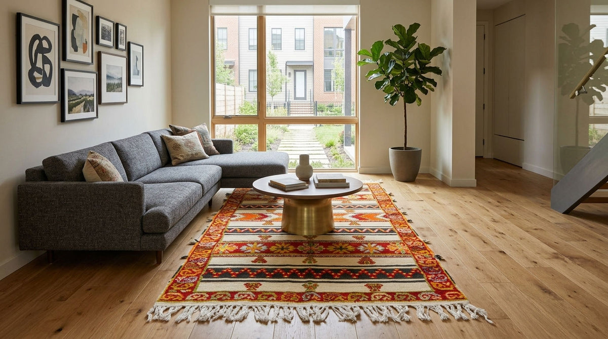 Moroccan Berber Wool Rug – Handwoven & Hand-Knotted Glaoui, 242 x 143 cm / 7.9 x 4.7 ft