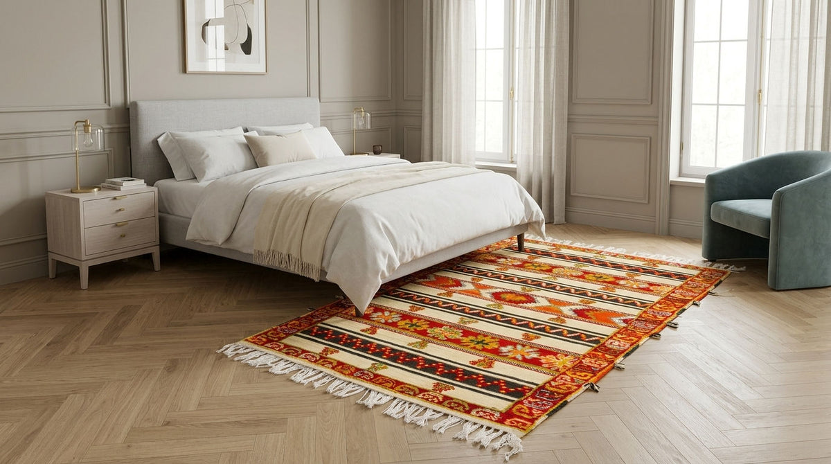 Moroccan Berber Wool Rug – Handwoven & Hand-Knotted Glaoui, 242 x 143 cm / 7.9 x 4.7 ft