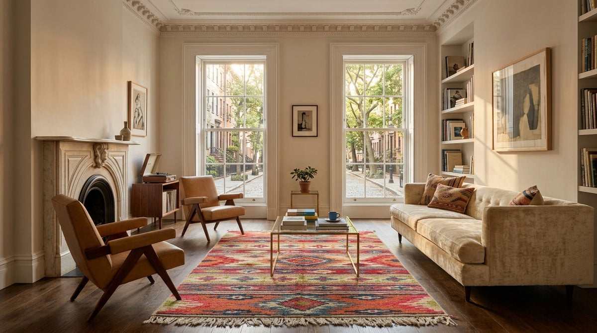 Moroccan Berber Wool Rug – Hand-Knotted Geometric, 225 x 140 cm / 7.4 x 4.6 ft