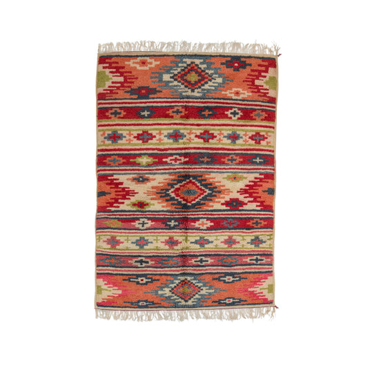 Moroccan Berber Wool Rug – Hand-Knotted Geometric, 225 x 140 cm / 7.4 x 4.6 ft