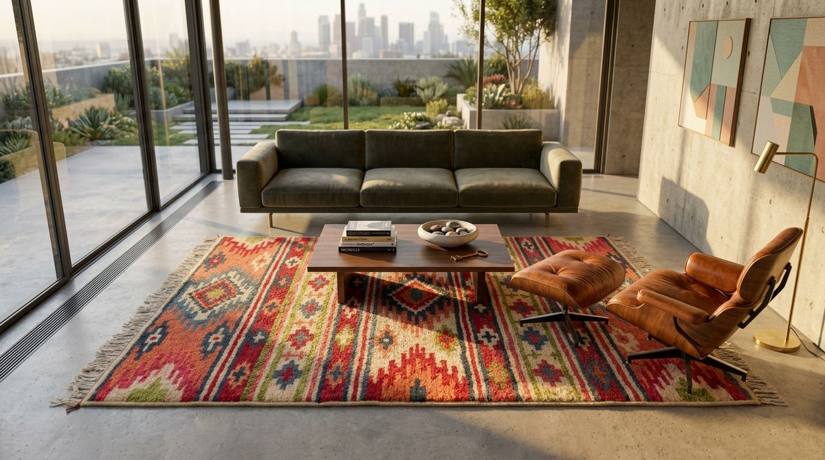 Moroccan Berber Wool Rug – Hand-Knotted Geometric, 225 x 140 cm / 7.4 x 4.6 ft