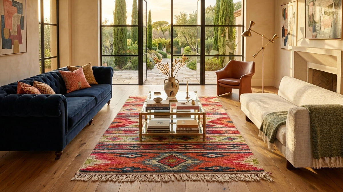 Moroccan Berber Wool Rug – Hand-Knotted Geometric, 225 x 140 cm / 7.4 x 4.6 ft