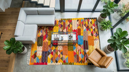 Moroccan Berber Wool Rug – Handwoven Reversible Taznakht Kilim, 308 x 193 cm / 10 x 6.3 ft
