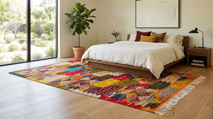 Moroccan Berber Wool Rug – Handwoven Reversible Taznakht Kilim, 308 x 193 cm / 10 x 6.3 ft