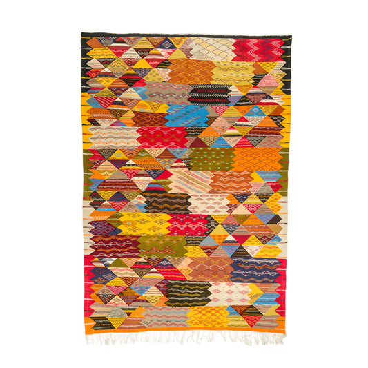 Moroccan Berber Wool Rug – Handwoven Reversible Taznakht Kilim, 308 x 193 cm / 10 x 6.3 ft