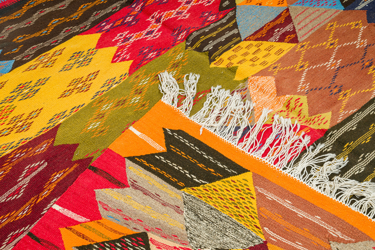 Moroccan Berber Wool Rug – Handwoven Reversible Taznakht Kilim, 308 x 193 cm / 10 x 6.3 ft