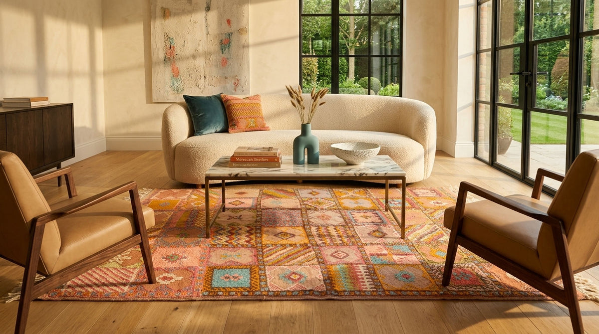 Moroccan Berber Wool Rug – Handwoven & Hand-Knotted, 210 x 155 cm / 6.9 x 5.1 ft