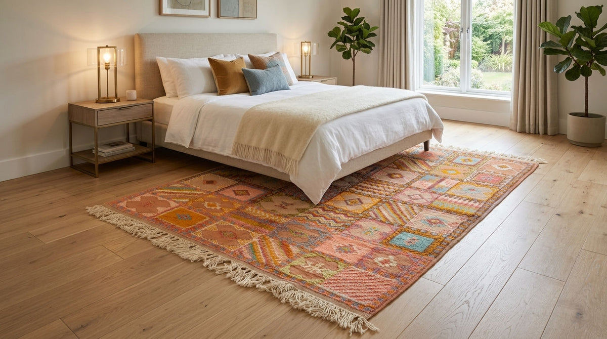 Moroccan Berber Wool Rug – Handwoven & Hand-Knotted, 210 x 155 cm / 6.9 x 5.1 ft