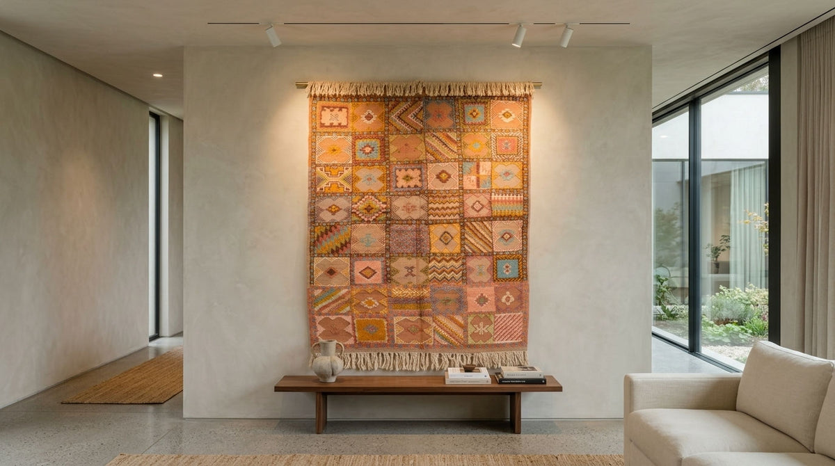 Moroccan Berber Wool Rug – Handwoven & Hand-Knotted, 210 x 155 cm / 6.9 x 5.1 ft