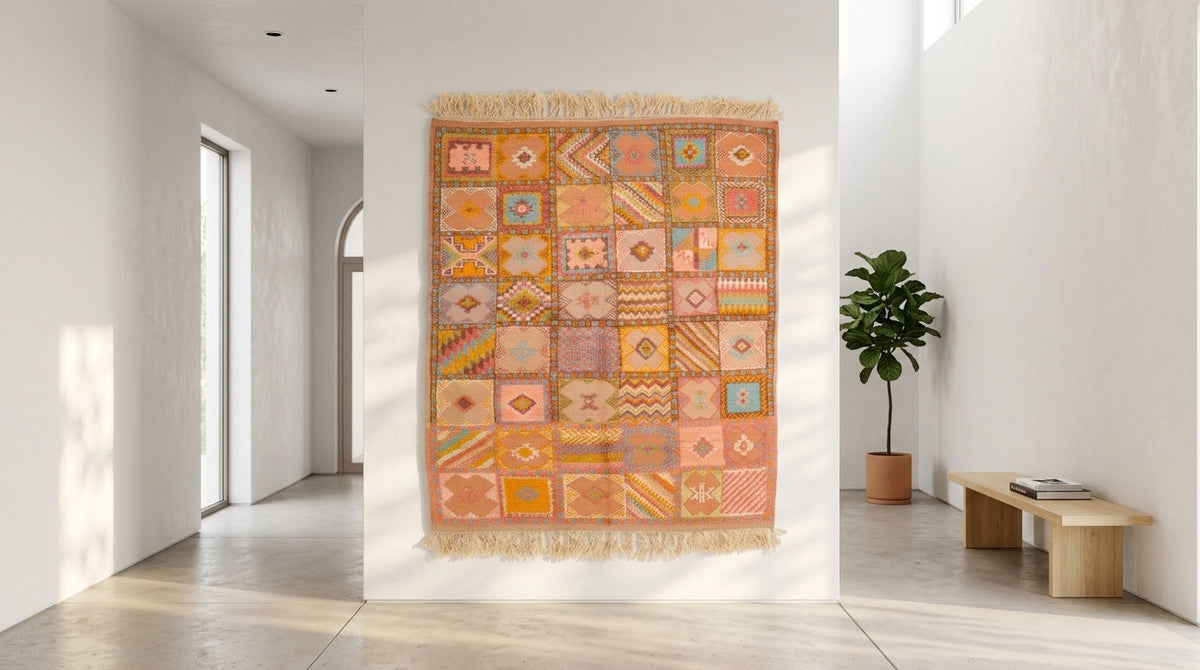 Moroccan Berber Wool Rug – Handwoven & Hand-Knotted, 210 x 155 cm / 6.9 x 5.1 ft