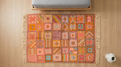 Moroccan Berber Wool Rug – Handwoven & Hand-Knotted, 210 x 155 cm / 6.9 x 5.1 ft