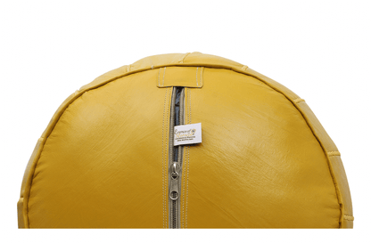 Moroccan Mustard Yellow Real Leather Pouffe Pouf Ottoman Footstool COVER ONLY or STUFFED