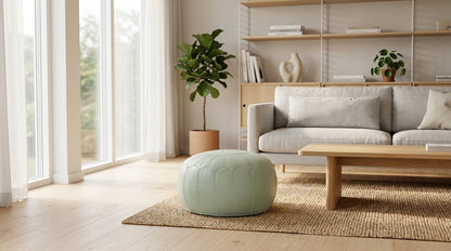 Moroccan Pastel Green Pouffe Pouf Ottoman Footstool COVER ONLY or STUFFED Real Leather