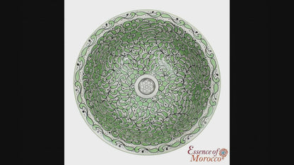 Moroccan Sink Washbasin Wash Basin Ceramic Handmade Green Free Waste (SW103)