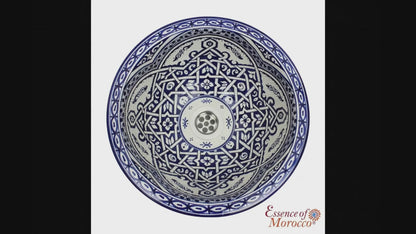 Moroccan Sink Washbasin Wash Basin Ceramic Handmade Blue with Free Waste (SW59)