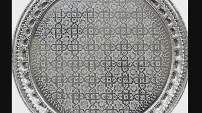 Moroccan ALUMINIUM TRAY Handmade Hand Engraved Extra Large Diameter 75 cm / 29.5 inches (ALT17)