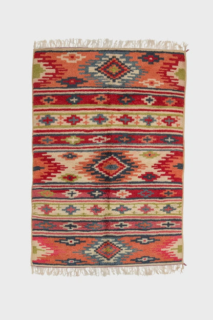 Moroccan Berber Wool Rug – Hand-Knotted Geometric, 225 x 140 cm / 7.4 x 4.6 ft