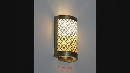 Moroccan Brass Wall Sconce Light Shade Handmade – Vintage Fes Openwork Design (BS2)