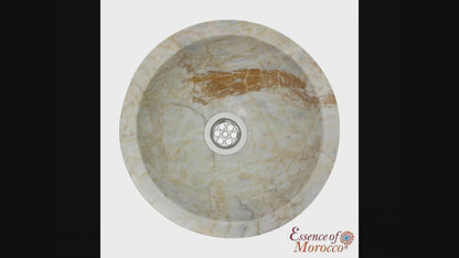 Moroccan Sink Washbasin Wash Basin Marble Stone Hand Carved Free Waste 31 cm (MS2)