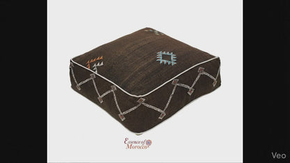 Moroccan Sabra Silk Pouf Pouffe Floor Cushion Pillow Cover Brown Handmade (SP2)
