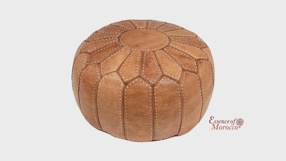 Moroccan Pouffe Pouf Ottoman Footstool in Natural Tan Leather Cover Only or Stuffed Handmade
