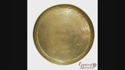 Moroccan VINTAGE BRASS TRAY Handmade Hand Engraved Large (VBT1)