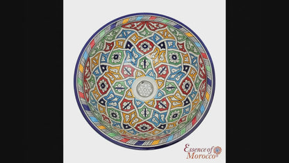 Moroccan Sink Washbasin Wash Basin Ceramic Handmade Multicolour Free Waste SW134