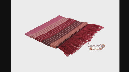 Sabra Silk Scarf – Handwoven Moroccan Shawl with Fringe – Lightweight Luxury Wrap – Multicolour Striped – 180x60 cm