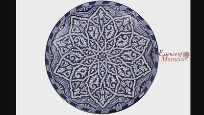 Large Moroccan Ceramic Plate / Serving Platter – Fes Blue and White – 35 cm (FP26)