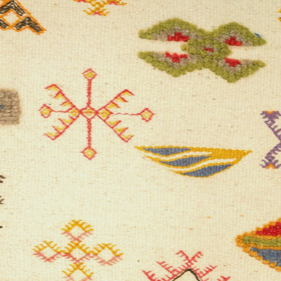 video close-up of a moroccan kilim rug