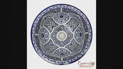 Moroccan Sink Washbasin Wash Basin Ceramic Handmade Blue Free Waste (SW119)