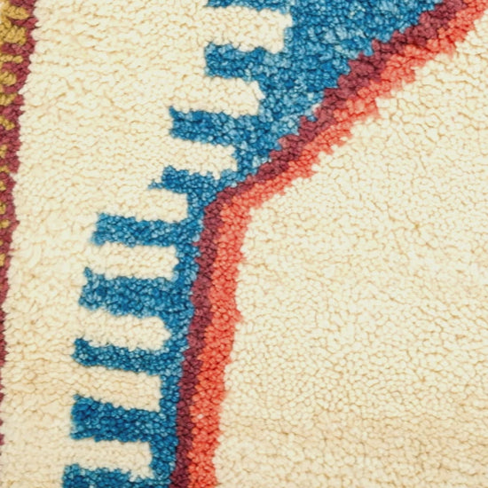 video close-up of a high pile moroccan wool rug