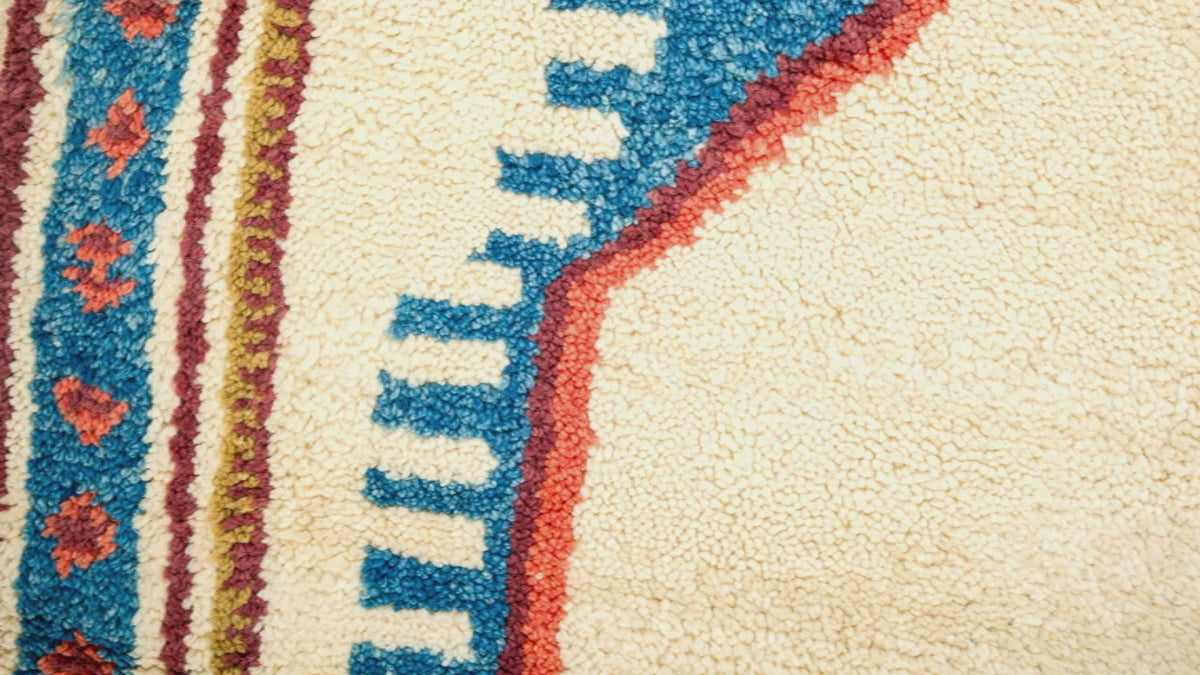 video close-up of a high pile moroccan wool rug