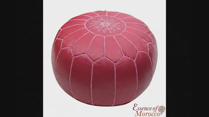 STUFFED Pink Rose Leather Moroccan Pouffe Pouf Ottoman Footstool
