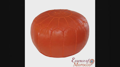 STUFFED Moroccan Orange Pouffe Pouf Ottoman Footstool  Real Leather