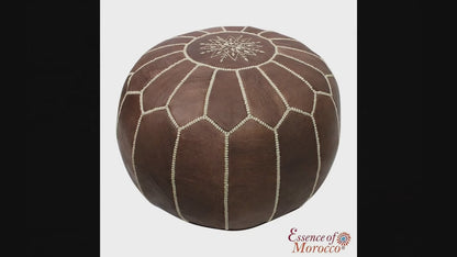 Moroccan Pouffe Pouf Ottoman Footstool COVER ONLY or STUFFED Real Brown Tan Leather (RAK)