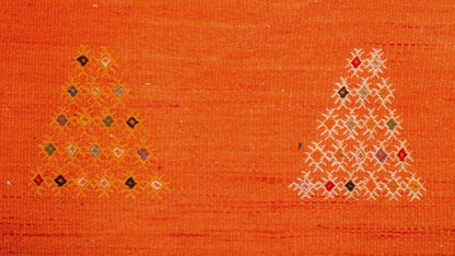 Moroccan Berber Wool Rug – Handwoven Flatweave Embroidered, 240 x 146 cm / 7.9 x 4.8 ft
