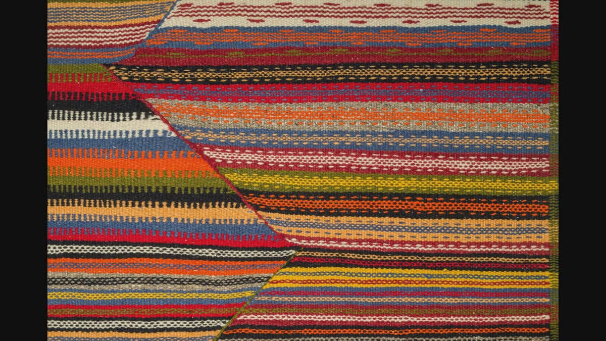 video close-up of a cubist moroccan rug