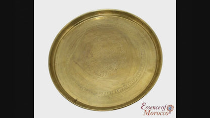 Moroccan VINTAGE BRASS TRAY Handmade Hand Engraved Large (VBT3)