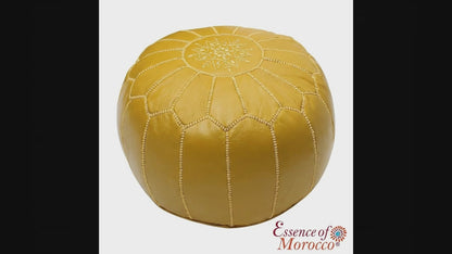 Moroccan Mustard Yellow Real Leather Pouffe Pouf Ottoman Footstool COVER ONLY or STUFFED