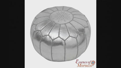 Moroccan Pouffe Pouf Ottoman Footstool Silver Grey Faux Leather COVER ONLY or STUFFED